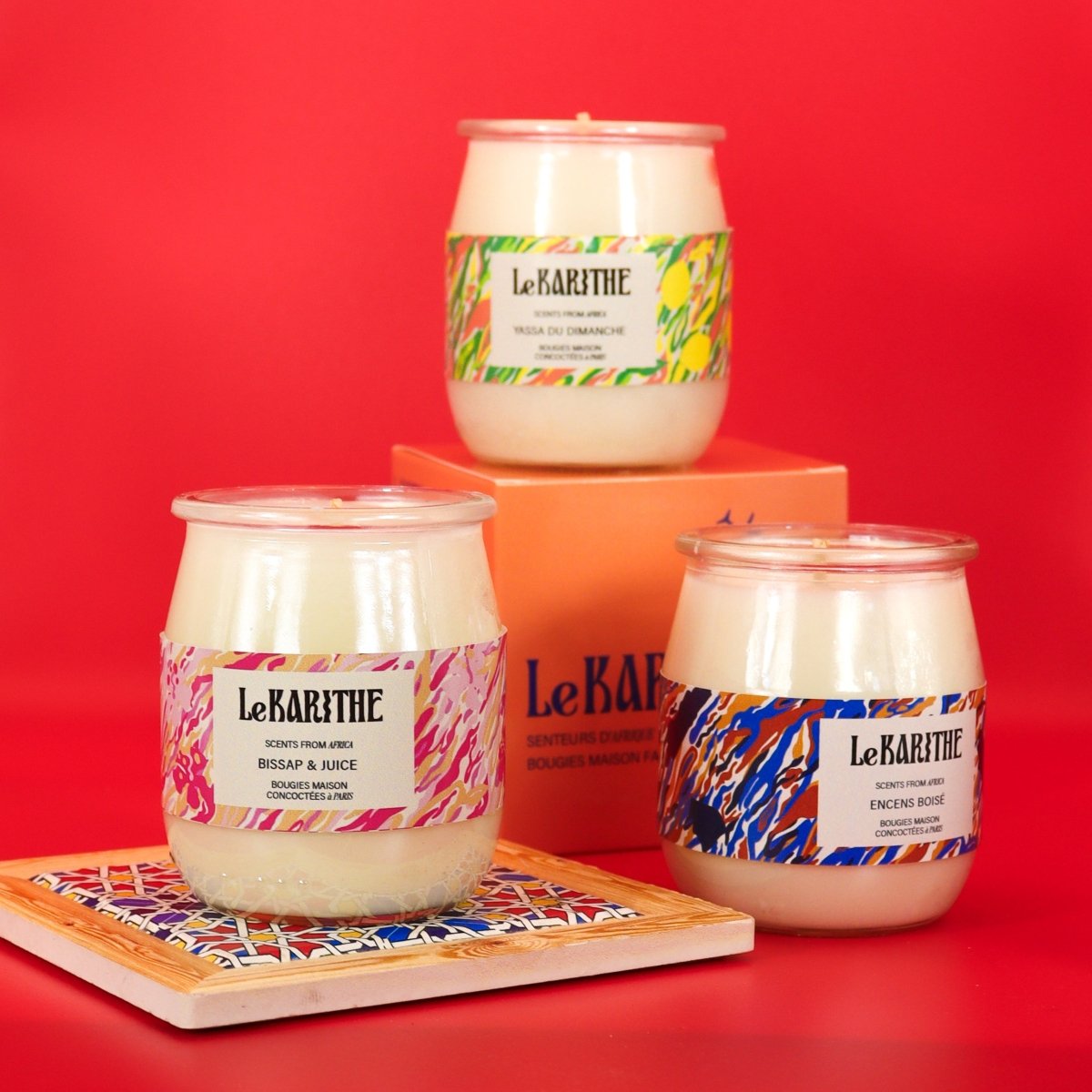 Pack de Trois Bougies - La Teranga (Bissap, Yassa , Encens Boisé)
