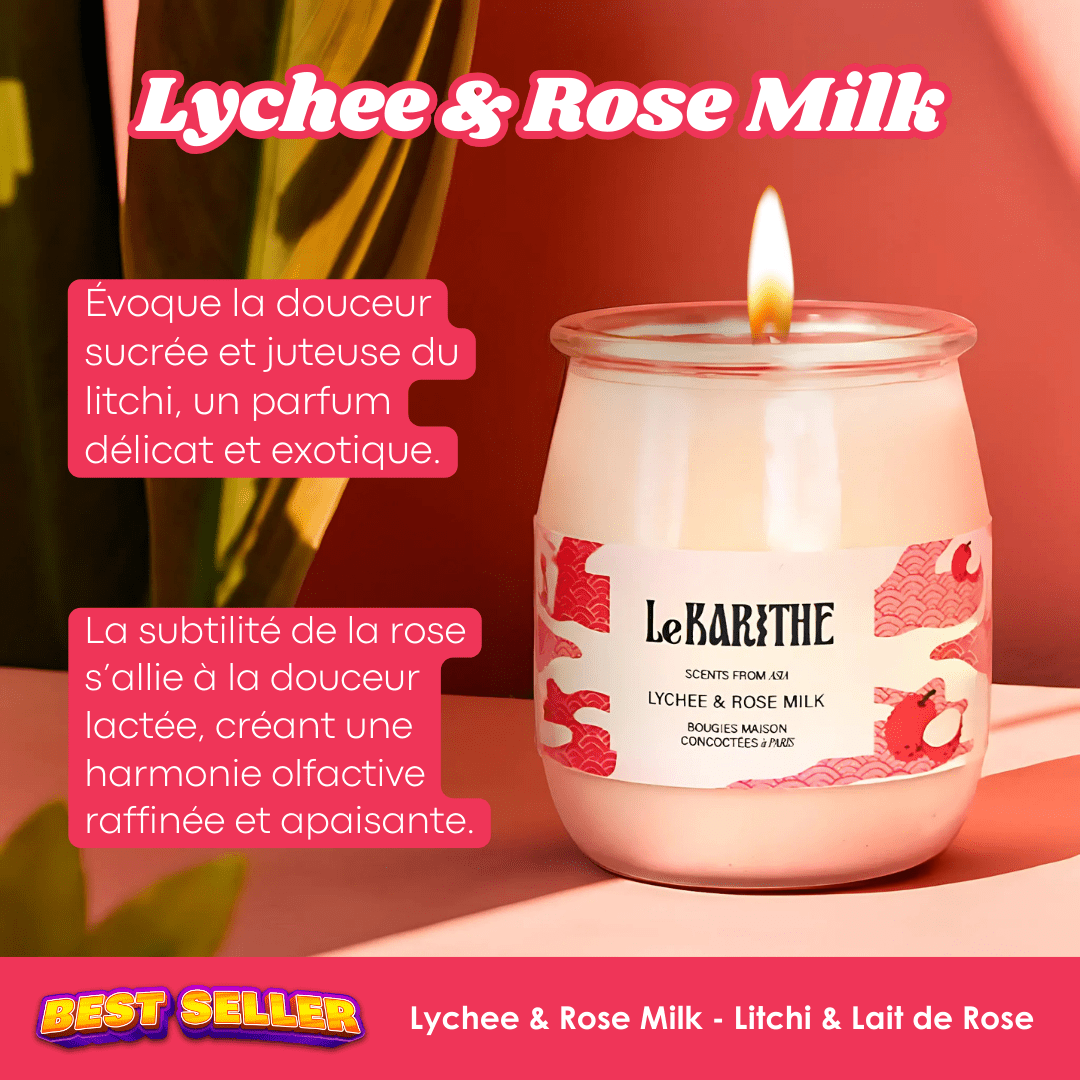 Bougie Parfumée - Lychee & Rose Milk 🌹