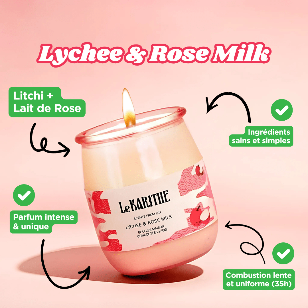 Bougie Parfumée - Lychee & Rose Milk 🌹