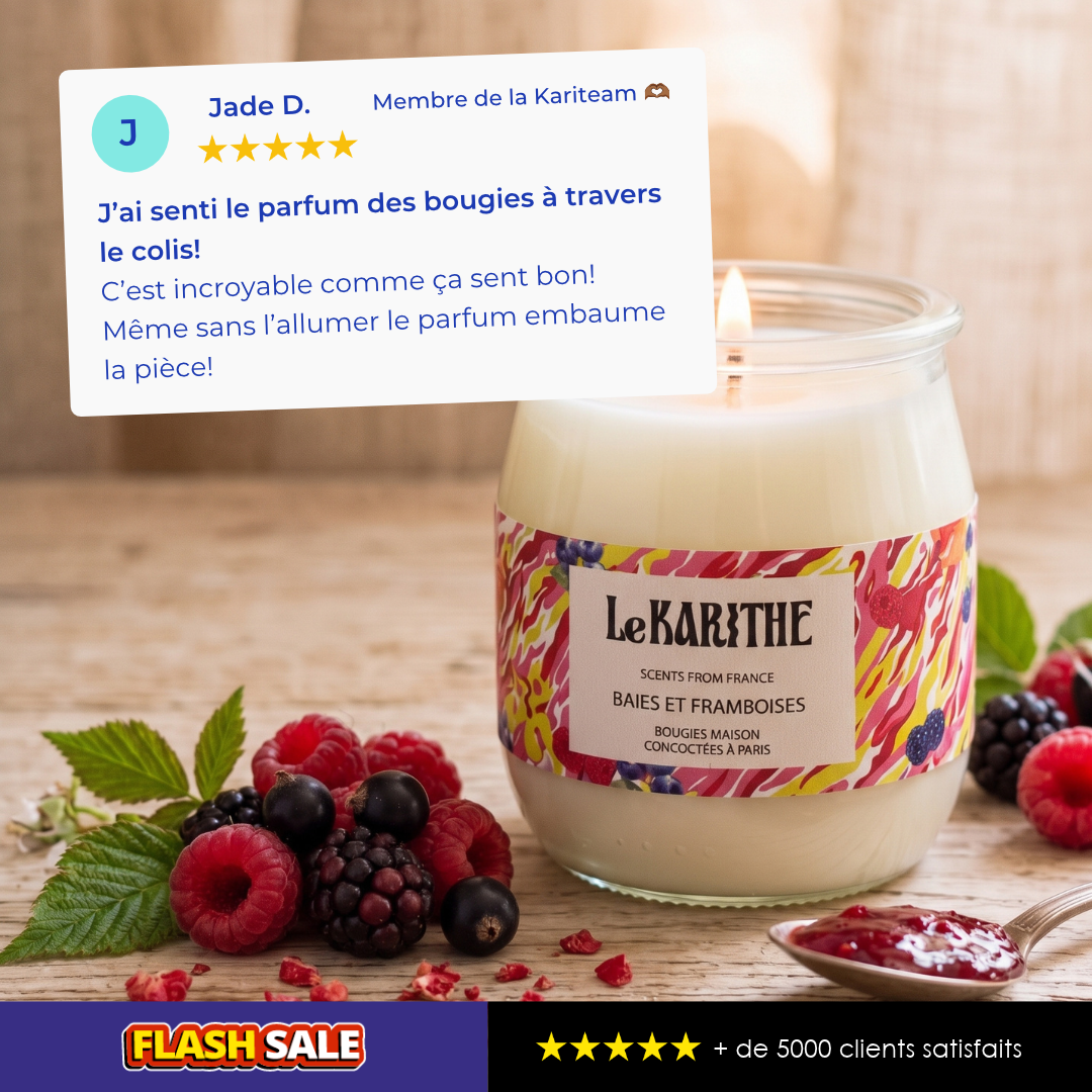 Bougie parfumée Baies & Framboises Le Karithé en pot yaourt 110g – photo 5