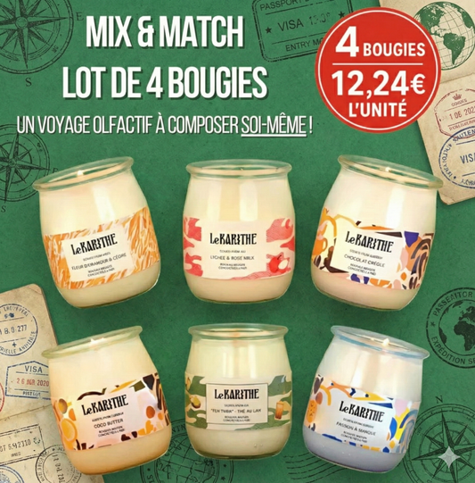 Mix & Match - Lot de 4 bougies parfumées – Le Karithé – photo produit