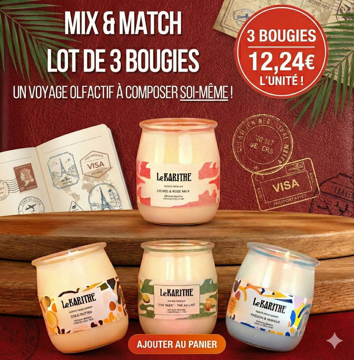 Mix & Match trio de bougies parfumées Le Karithé – photo produit
