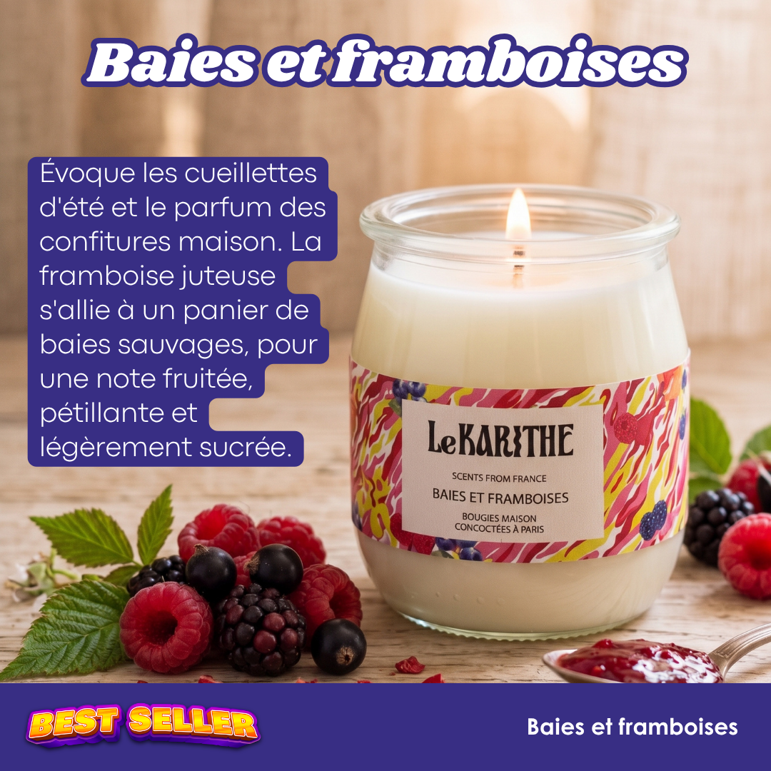 Bougie parfumée Baies & Framboises Le Karithé en pot yaourt 110g – photo 2