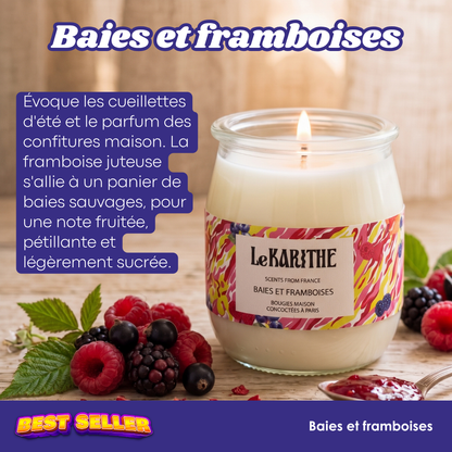 Bougie parfumée Baies & Framboises Le Karithé en pot yaourt 110g – photo 2