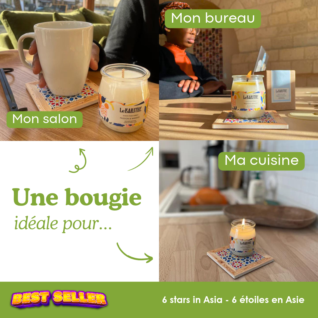 Bougie parfumée 6 Étoiles en Asie Le Karithé en pot yaourt 110g – photo 3