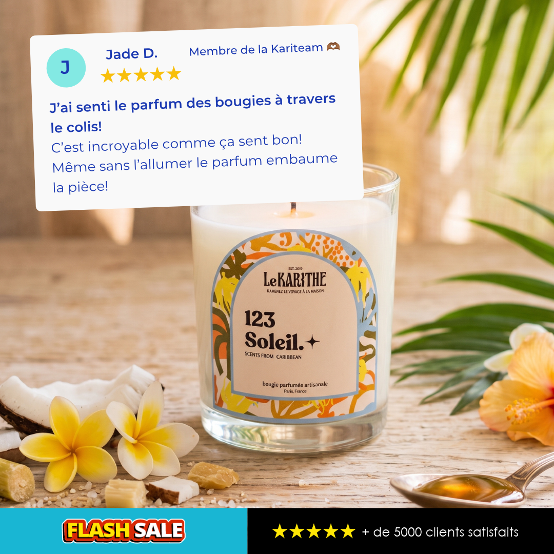 Bougie parfumée 1 2 3 Soleil en grand format 1ère Classe 190g, Le Karithé – photo 4