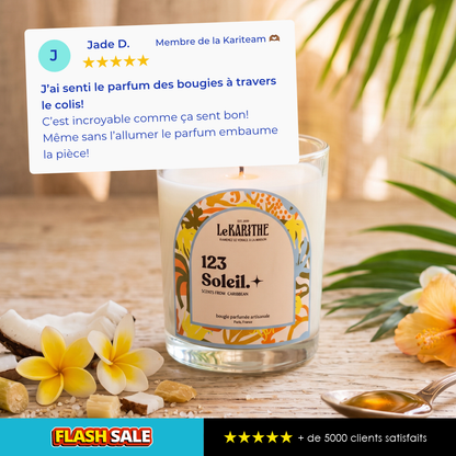 Bougie parfumée 1 2 3 Soleil en grand format 1ère Classe 190g, Le Karithé – photo 4