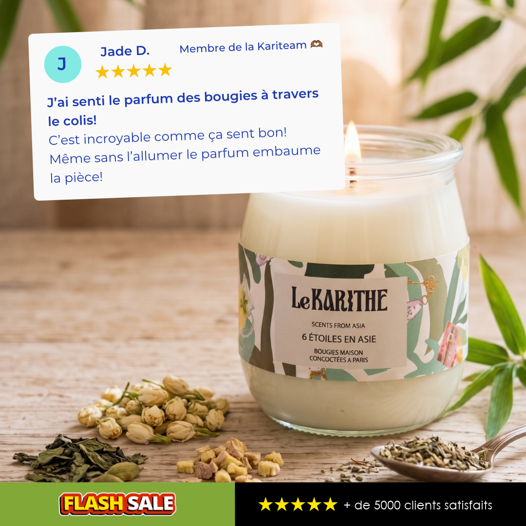 Bougie parfumée 6 Étoiles en Asie Le Karithé en pot yaourt 110g – photo 5