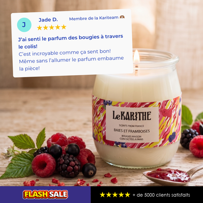 Bougie parfumée Baies & Framboises Le Karithé en pot yaourt 110g – photo 5